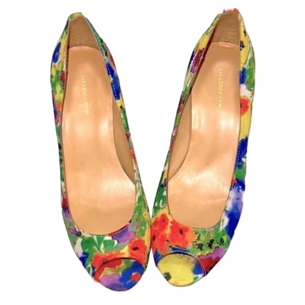 EUC Liz Claiborne Floral Peep Toe Pumps With Hidden Platform For Comfort, Sz 6.5 - Picture 1 of 16